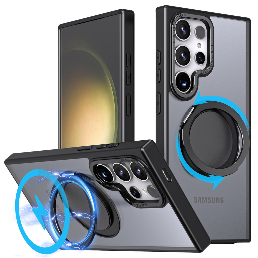 For iPhone 12/13/14/15 pro max case with 360-degree rotating ring/Built-in magnet support for Magsafe wireless charging