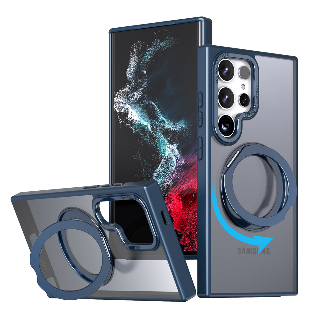 Works with Samsung S24 ultra/SAM S23/SAM S22 phone case with 360-degree rotating ring/built-in magnet for Magsafe wireless charging