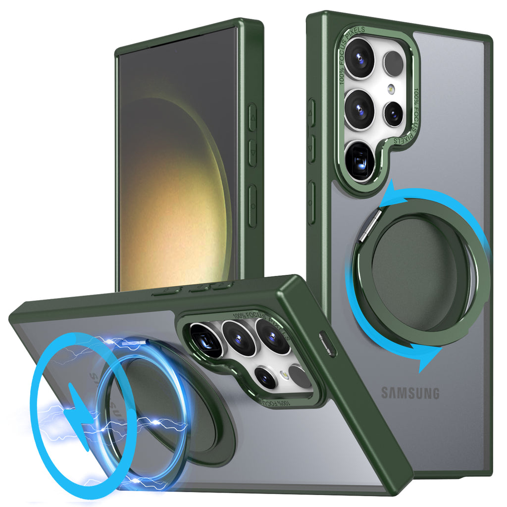 For iPhone 12/13/14/15 pro max case with 360-degree rotating ring/Built-in magnet support for Magsafe wireless charging