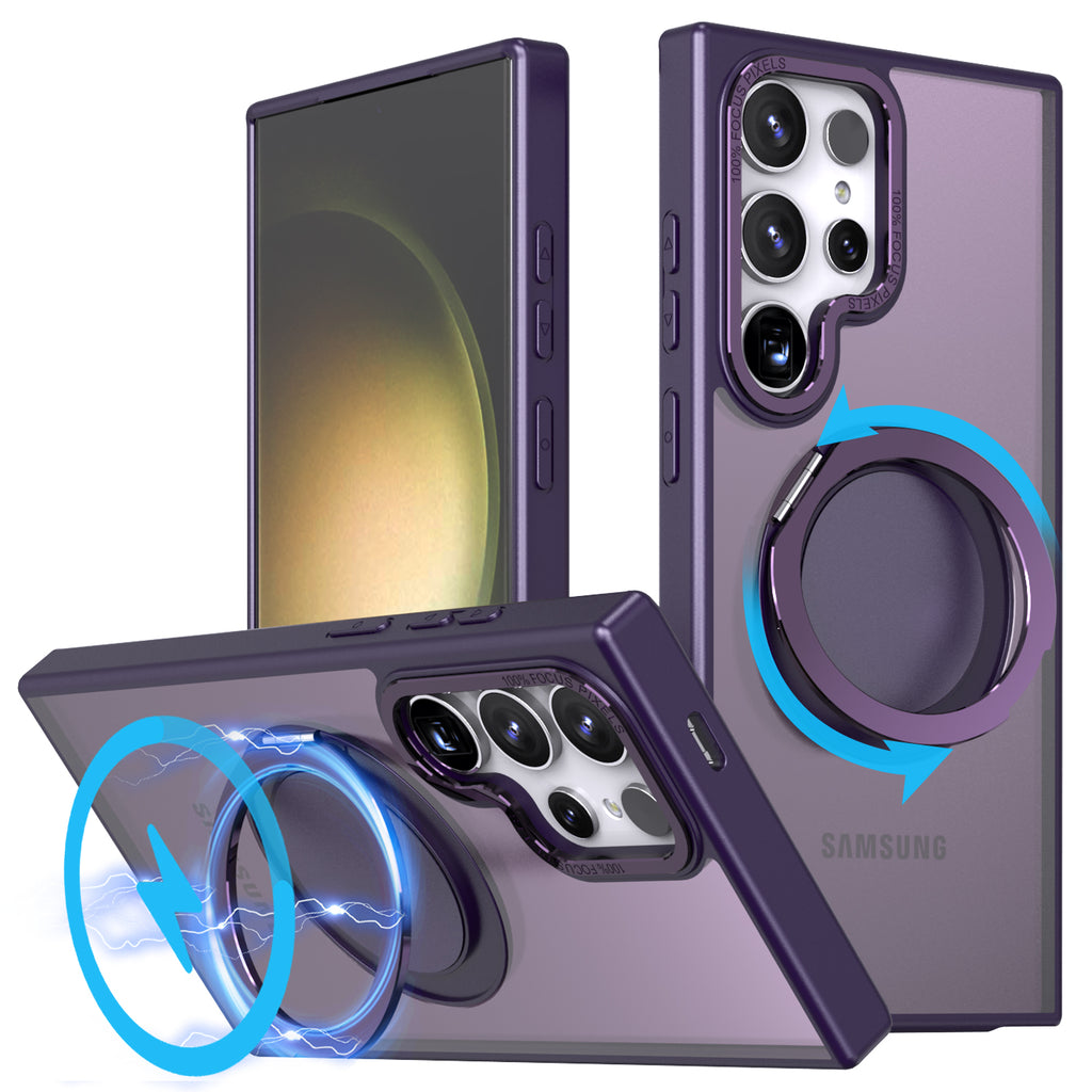 For iPhone 12/13/14/15 pro max case with 360-degree rotating ring/Built-in magnet support for Magsafe wireless charging