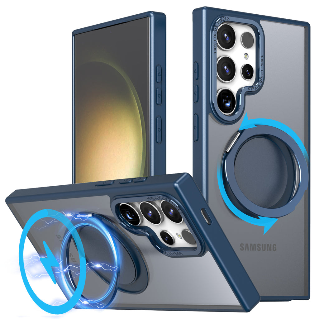 For iPhone 12/13/14/15 pro max case with 360-degree rotating ring/Built-in magnet support for Magsafe wireless charging