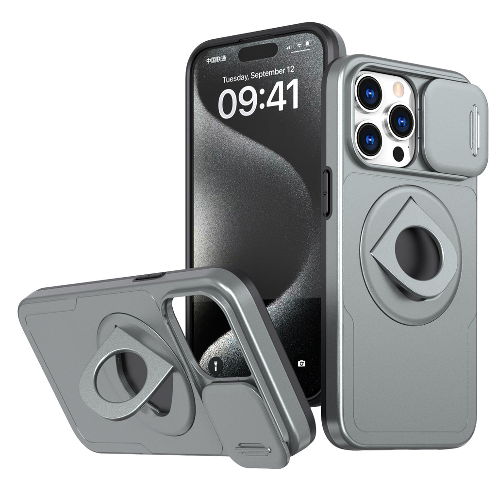 Works with iPhone13/14/15 pro max case with 360-degree rotating ring/built-in magnet for Magsafe wireless charging