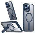 New Design PC&TPU Transparent Mobile Phone Case With Mental Holder Magnetic Wireless Cover for iphone 14 15 16 Pro Max