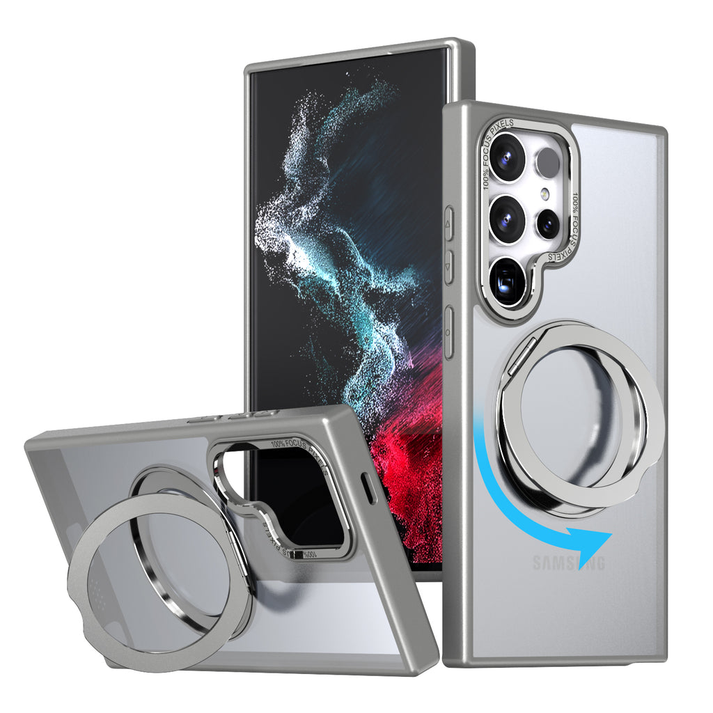 Works with Samsung S24 ultra/SAM S23/SAM S22 phone case with 360-degree rotating ring/built-in magnet for Magsafe wireless charging