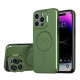 For iPhone 12/13/14/15 pro max case stand Lens protection Built-in magnets support Magsafe wireless charging