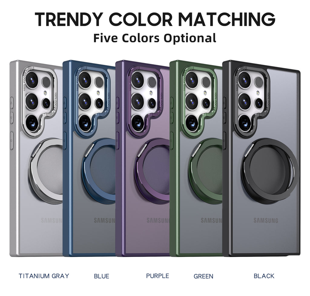For iPhone 12/13/14/15 pro max case with 360-degree rotating ring/Built-in magnet support for Magsafe wireless charging