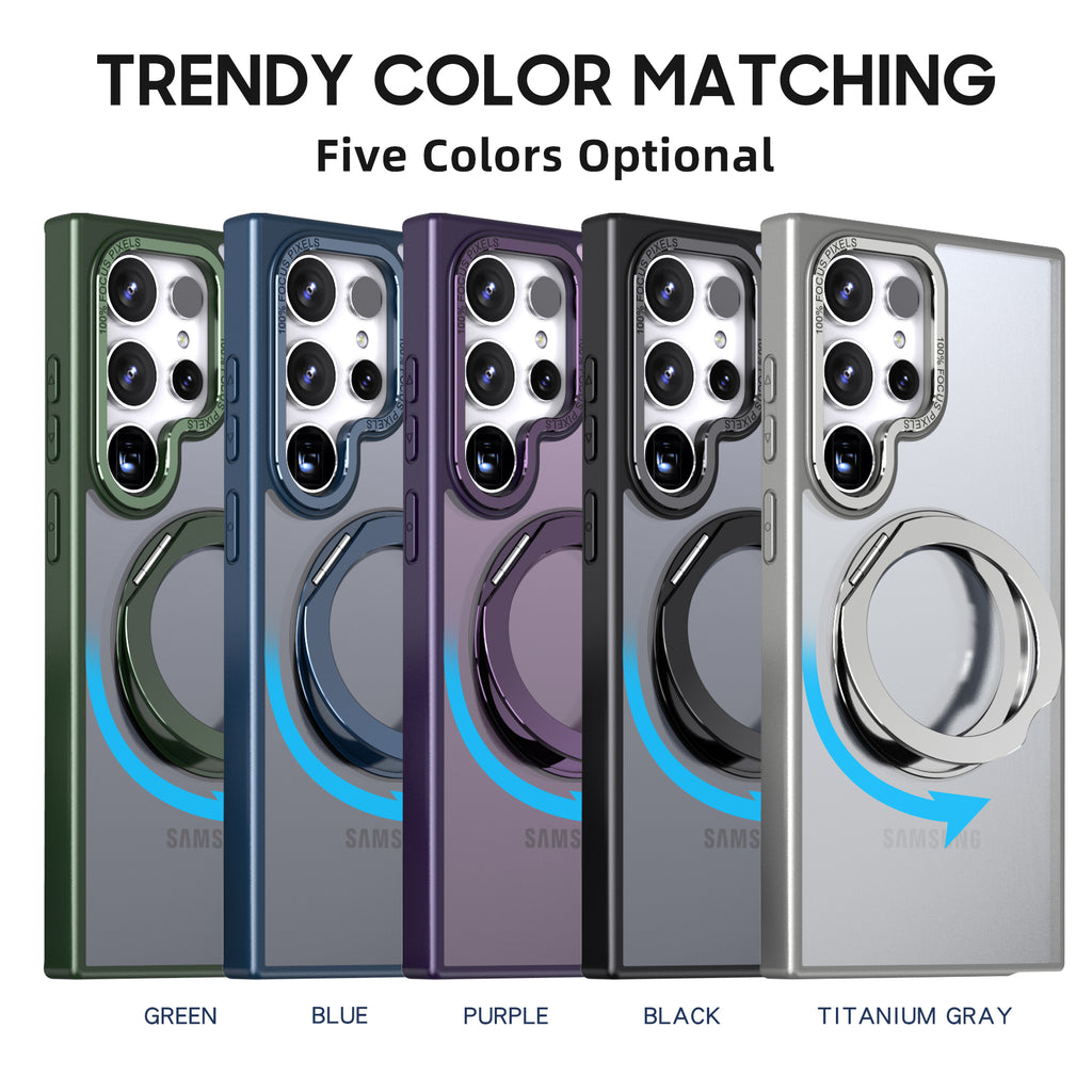 Works with Samsung S24 ultra/SAM S23/SAM S22 phone case with 360-degree rotating ring/built-in magnet for Magsafe wireless charging