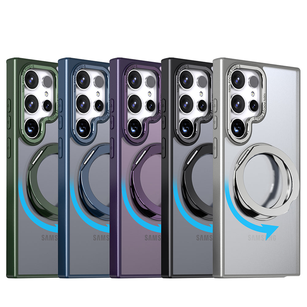 Works with Samsung S24 ultra/SAM S23/SAM S22 phone case with 360-degree rotating ring/built-in magnet for Magsafe wireless charging