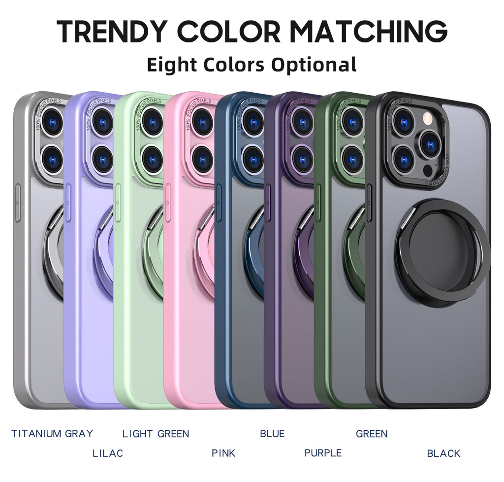 For iPhone 12/13/14/15 pro max case with 360-degree rotating ring/Built-in magnet support for Magsafe wireless charging