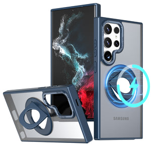 Works with Samsung S24 ultra/SAM S23/SAM S22 phone case with 360-degree rotating ring/built-in magnet for Magsafe wireless charging
