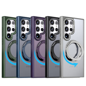 Works with Samsung S24 ultra/SAM S23/SAM S22 phone case with 360-degree rotating ring/built-in magnet for Magsafe wireless charging