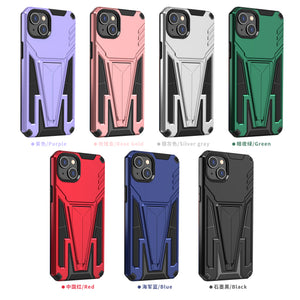 For iPhone 12/13/14/15 pro max case hiding stand / 2-in-1 TPU+PC multi-color option